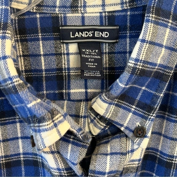 Heavy Fall Winter Flannel Plaid Lands End Men’s Button Down XXL - Picture 8 of 9